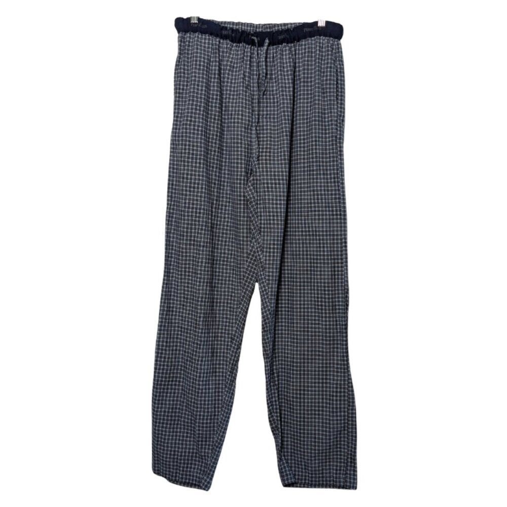 Perry Ellis Men's Portfolio Plaid Pajama Pants, Blue, Size Medium, Cotton